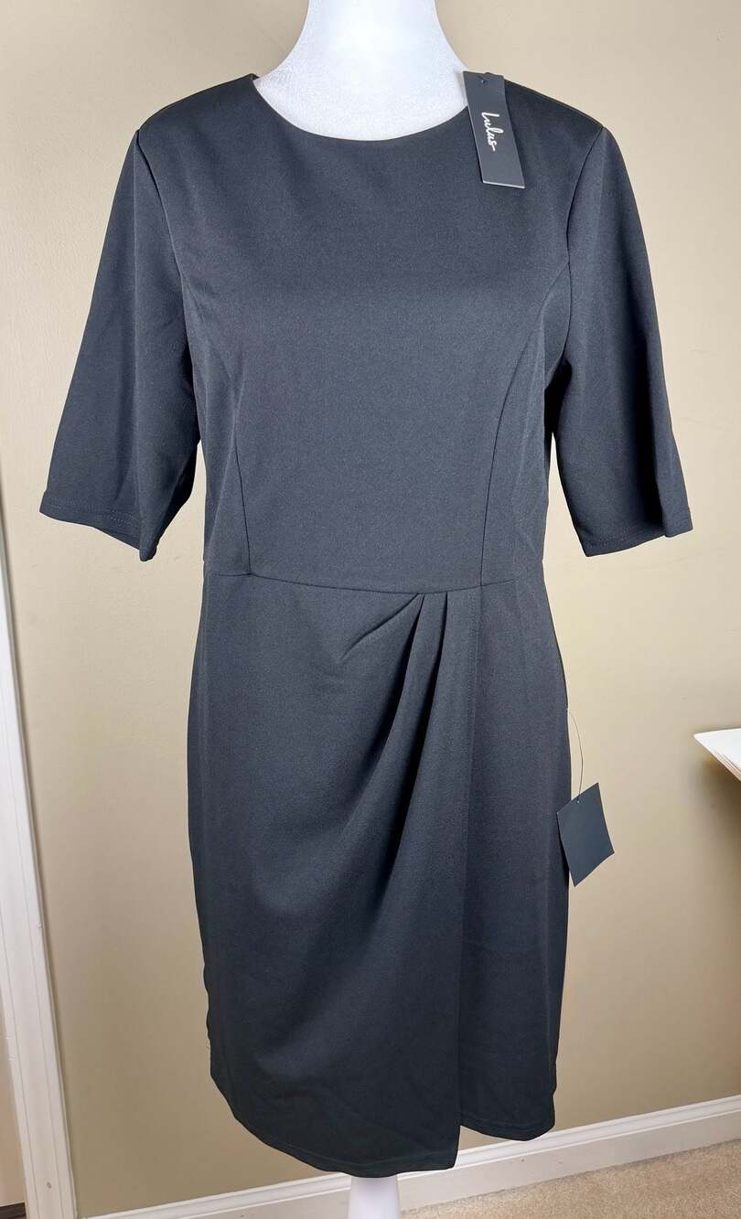 Lulus Westwood Black Half Sleeve Sheath Dress Poly Stretch NWT Size M